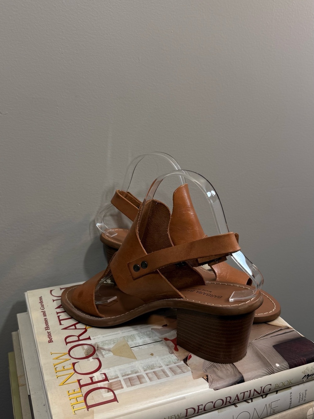 Tan Leather Open-Toe Block Heel Sandals - Stylish Slingback - Picture 5 of 16